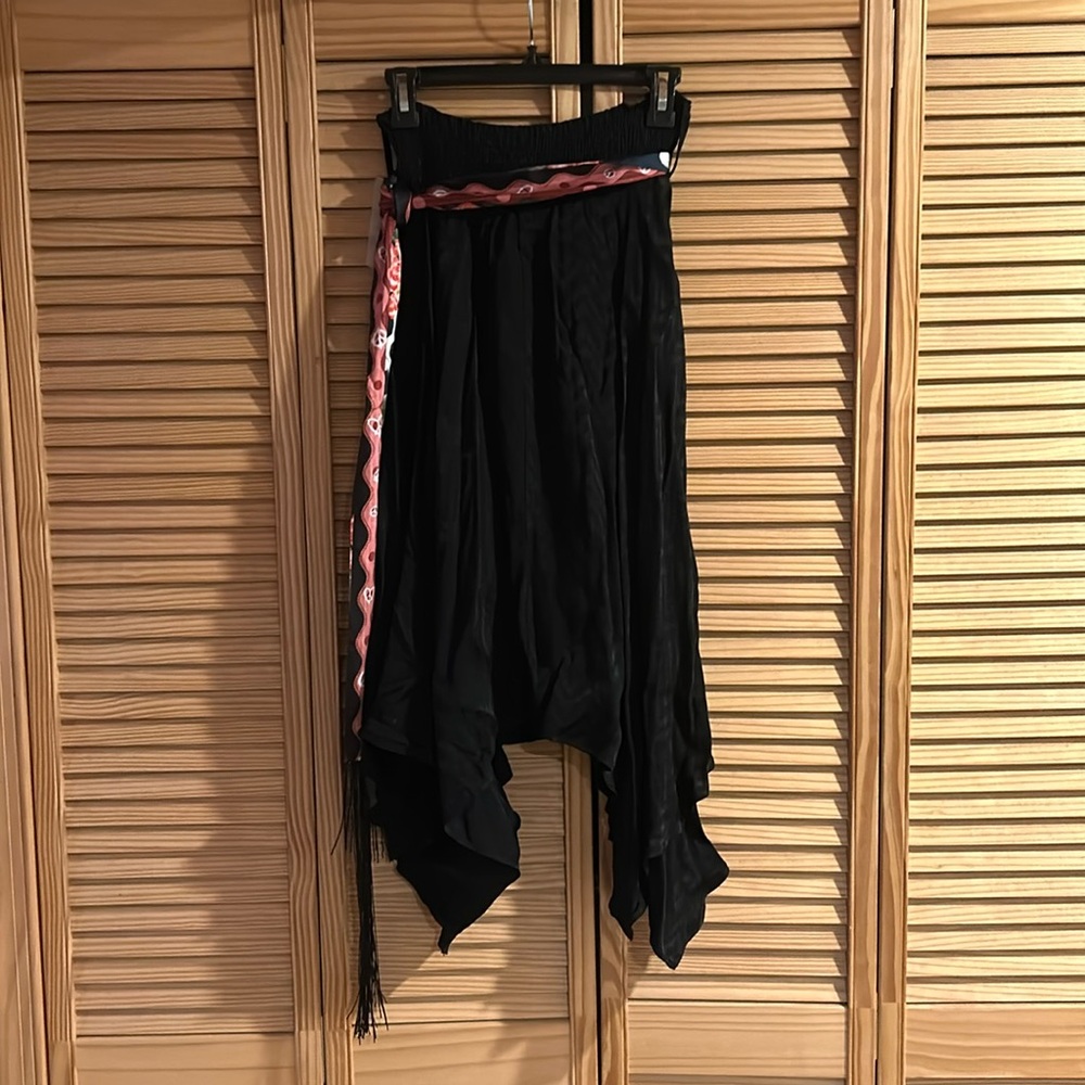 Desigual Asymmetrical Black Skirt with Silky Patterned Belt